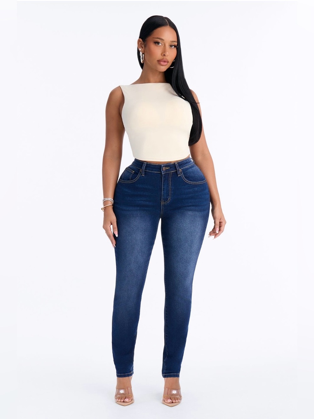 NWT Mid-Rise Skinny Stretch Women Jeans - Dark Wash